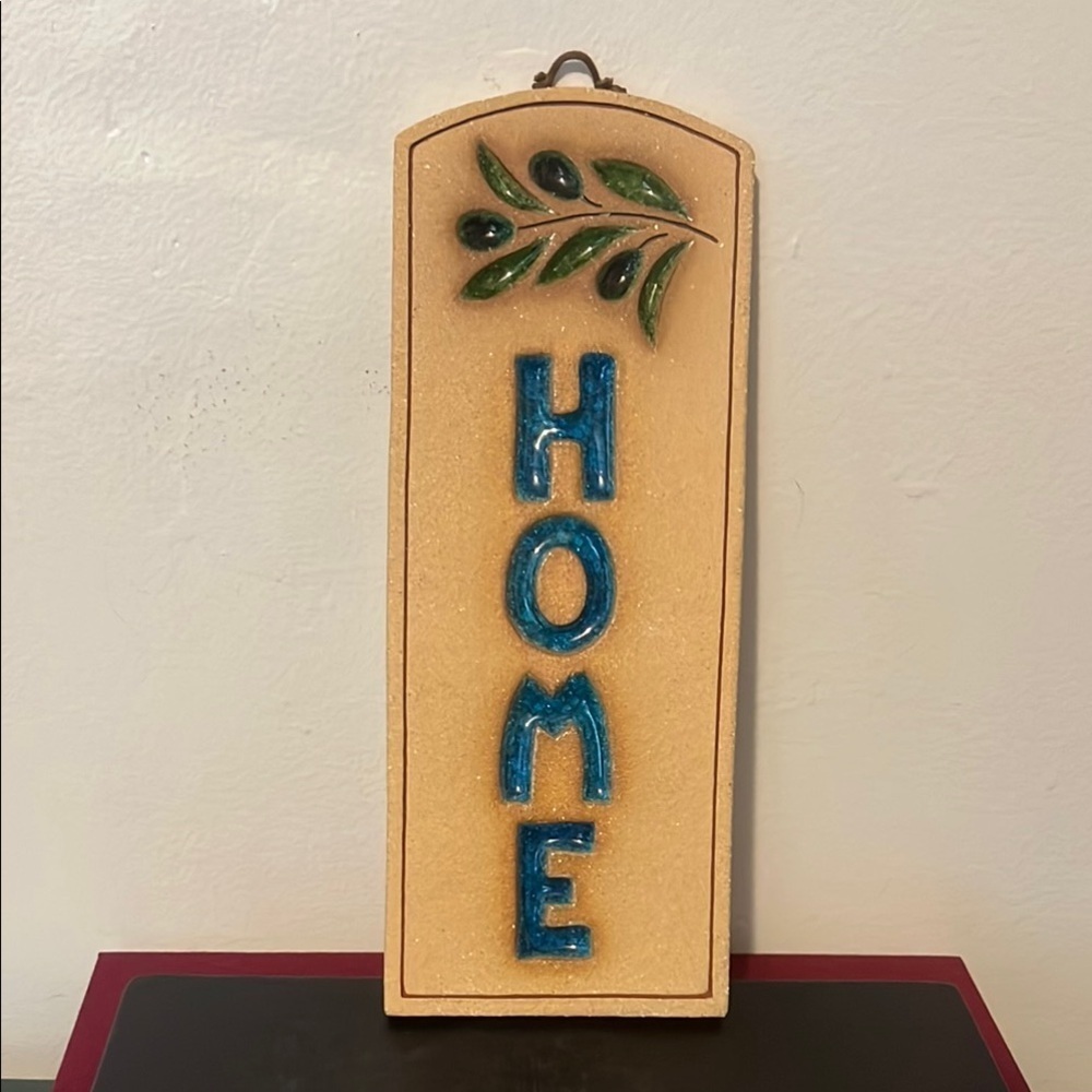 Stoneware HOME with Olive Branch Handmade Indoor / Outdoor Wall Plaque Greece‎